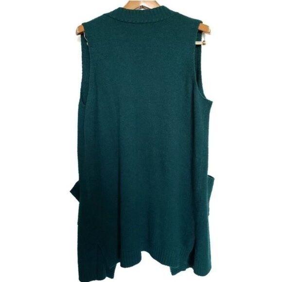 Roaman's green open front long cardigan vest size M - Picture 12 of 12